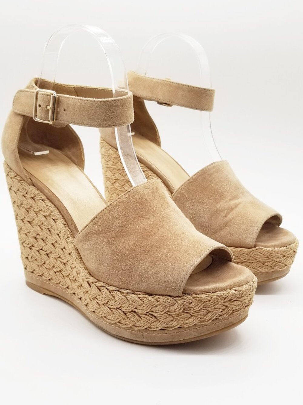 Stuart Weitzman Sohojute Wedge Sandal Espadrille Mojave Suede Tan Size 9M $455 - Picture 2 of 16